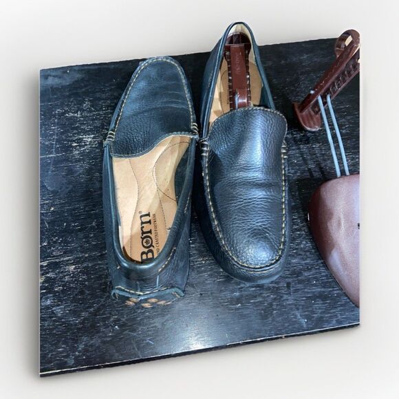 Born Crown Shoes Sz 8.5 M/W Black Driving Moccasins Leather Men M3641 EUC - Picture 2 of 4